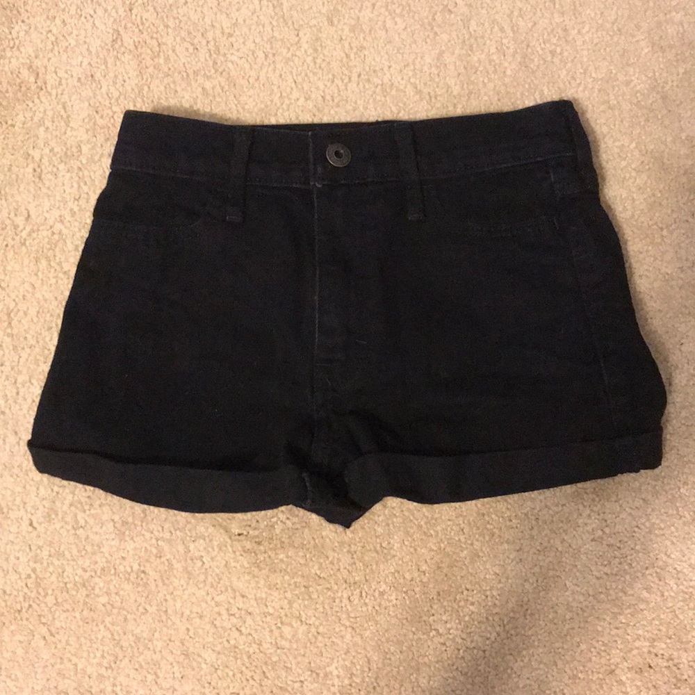 Abercrombie kids black denim high-rise shorts